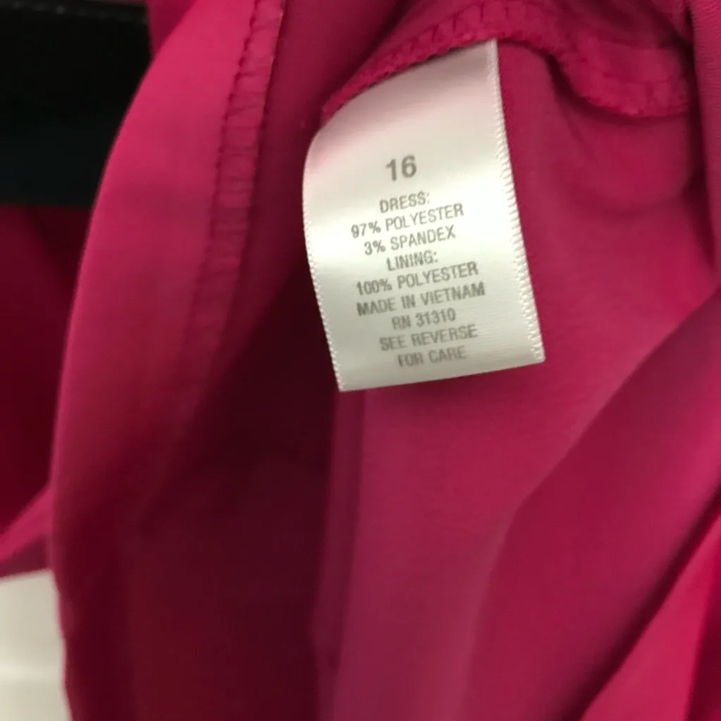 Dress Barn Hot Pink Sleeveless Belted Dress 21” Pit to Pit  Size 16 NWOT - Image 7