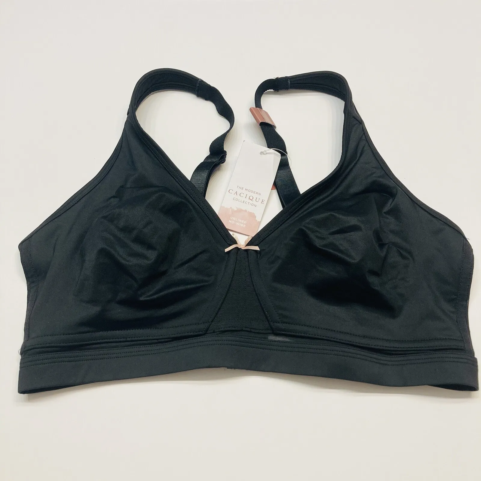 Cacique Cool Bliss Unlined No Wire Bra Breathable Mesh Panel Size 36DD Black NWT - Image 5