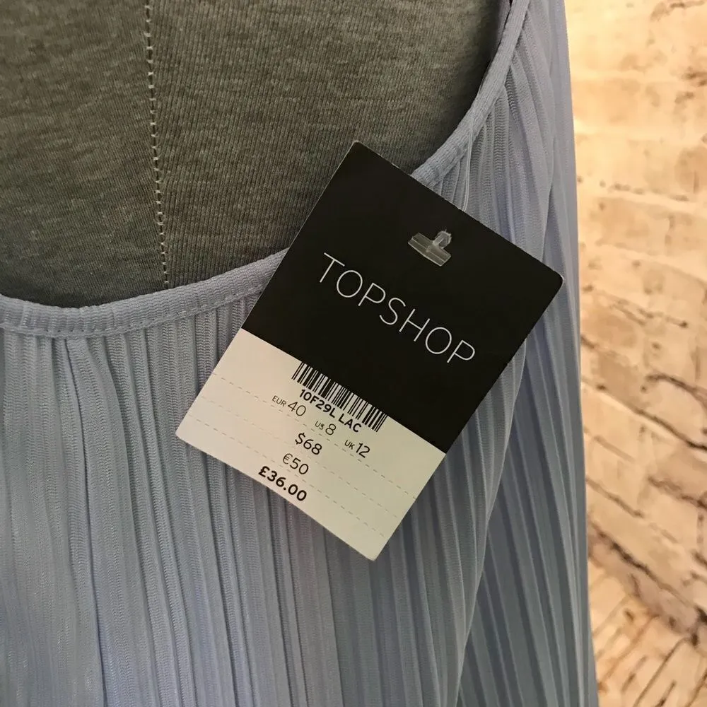 Topshop Pleated Midi Slip Dress Light Blue Lilac 8 - Image 5