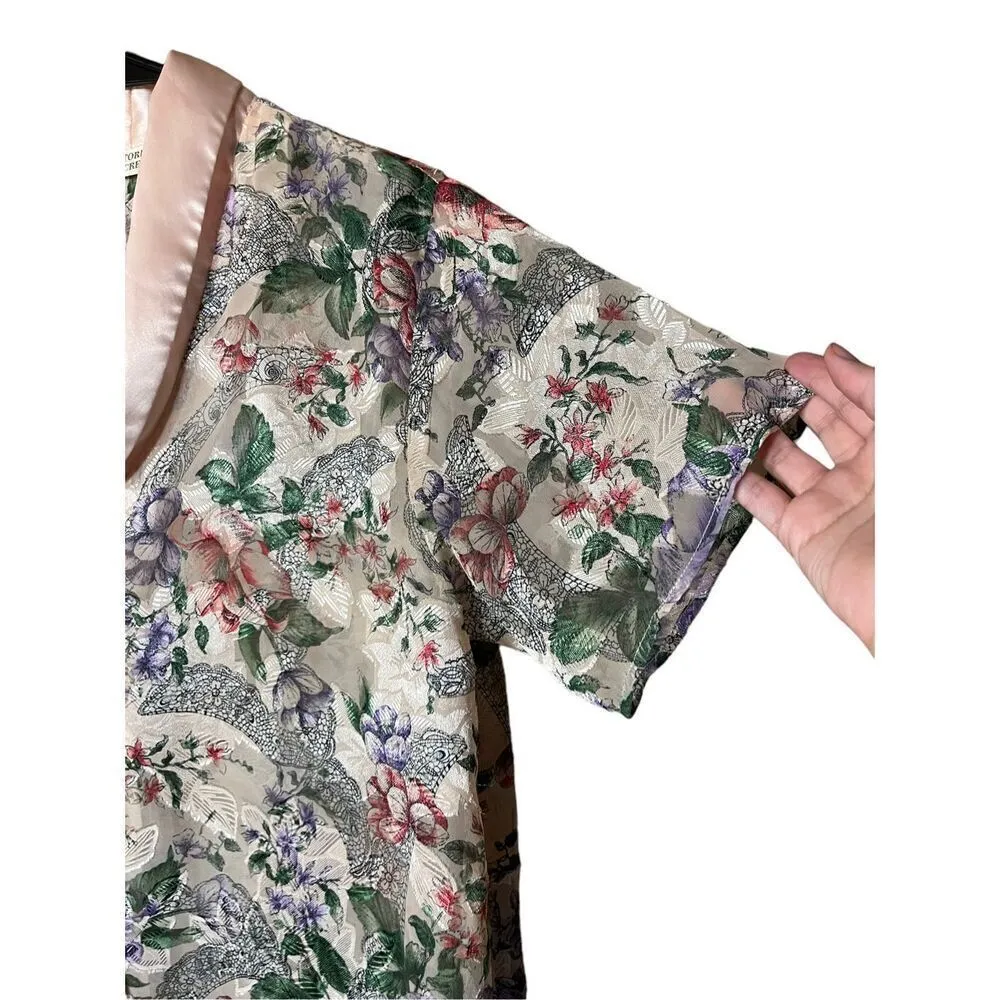 Vintage Victoria’s Secret Gold‎ Label Floral Print Short Sleeve Sleep Top Size M - Image 3