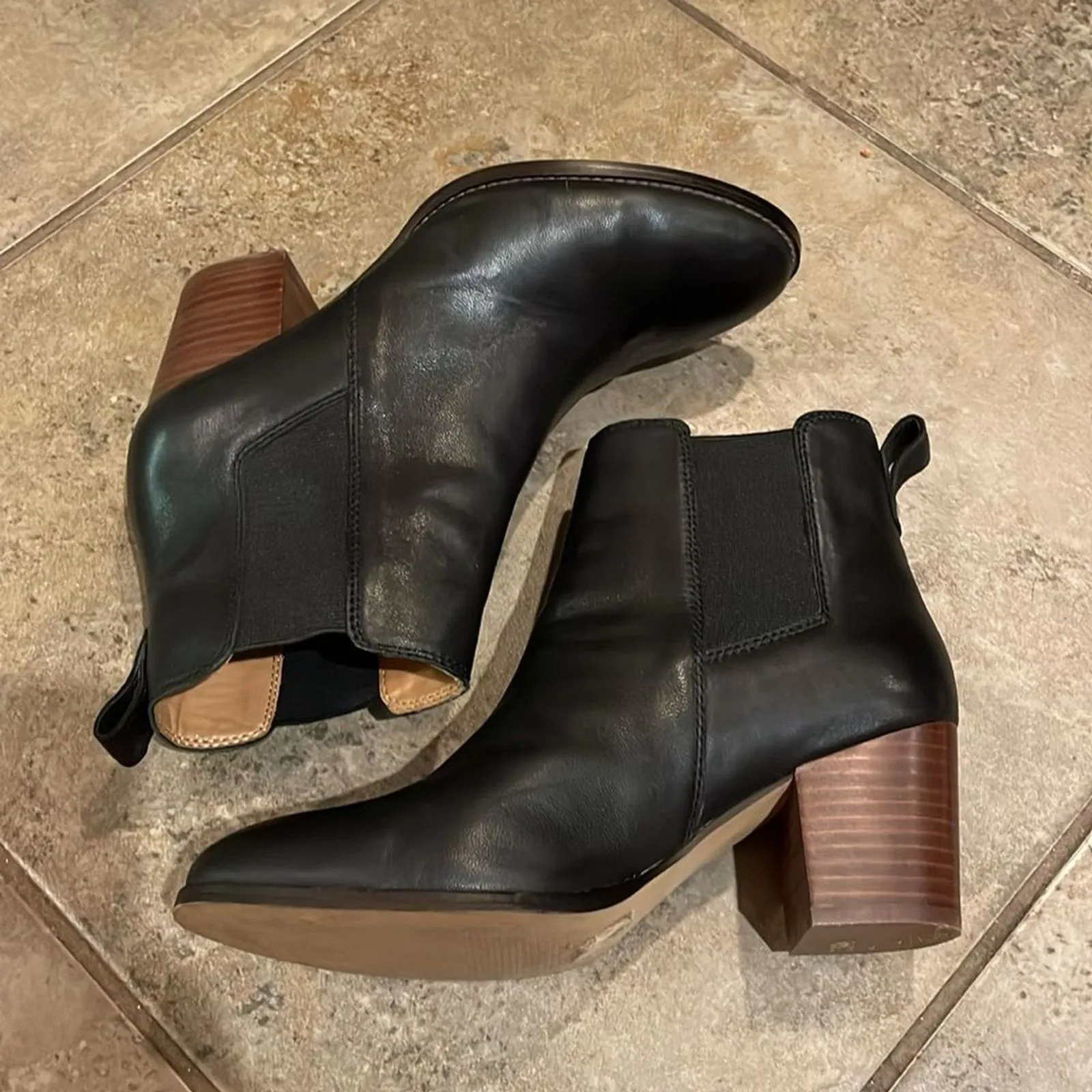 J. Crew Rory Black Leather Heeled Ankle Boots Womens Size 7.5 AR846 - Image 11