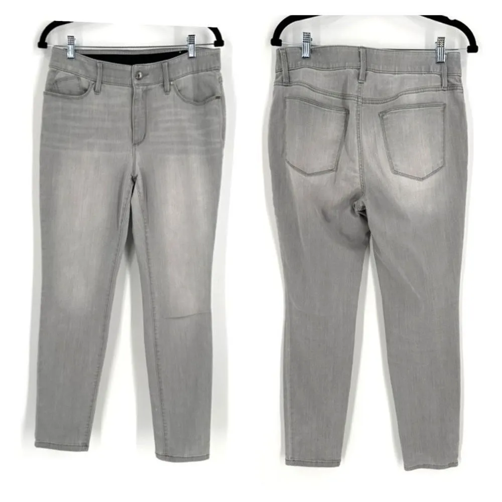 Chico's Women's Mid-Rise Stretch Skinny Jeans Light Gray Granite Wash Size 6‎ - Image 2