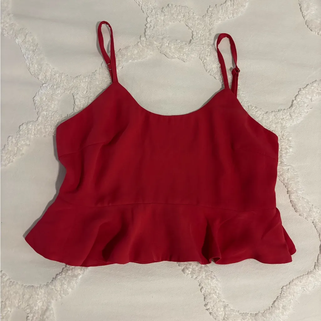 Superdown Red Ruffle Hem Crop Top - Image 5