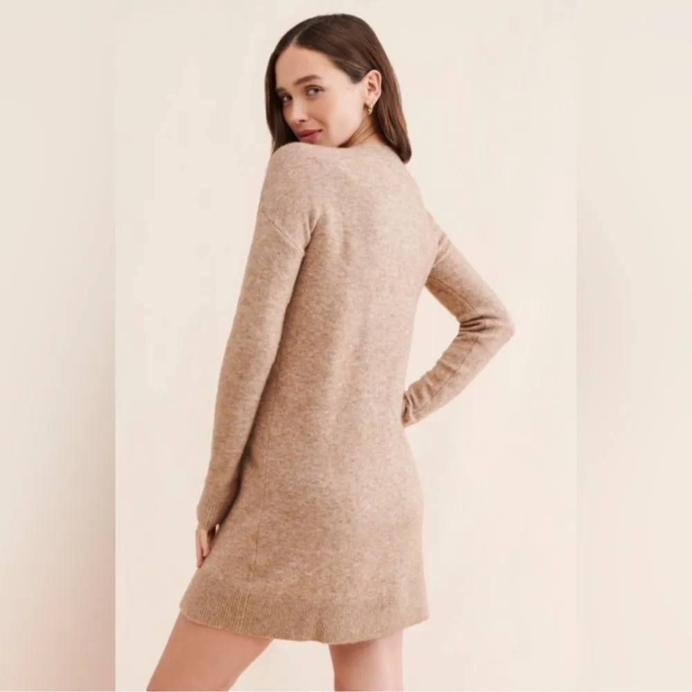 Hatch Reese Longsleeve Mini Sweater Dress Brown Size undefined - Image 4