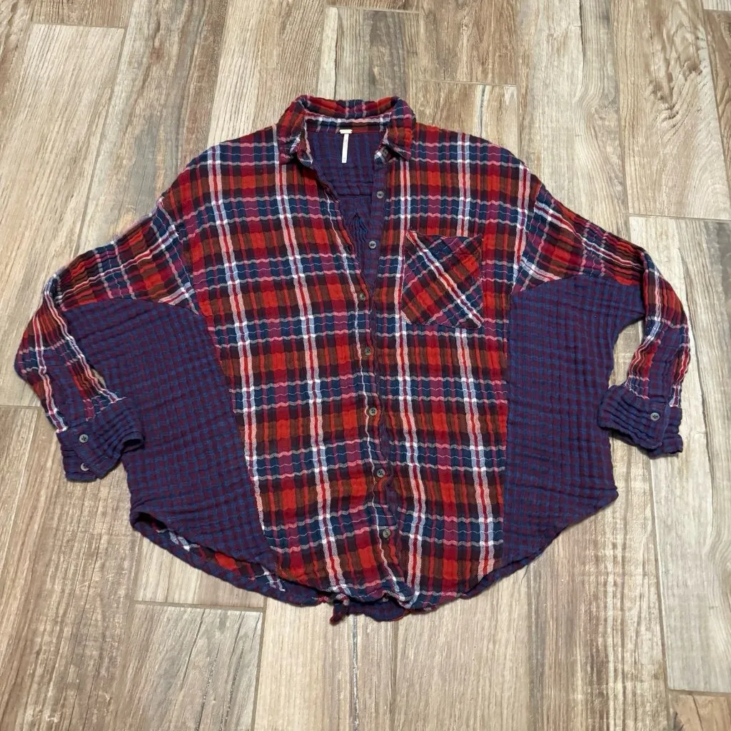 Free People One Of The Guys Cotton Plaid Shirt - Image 2