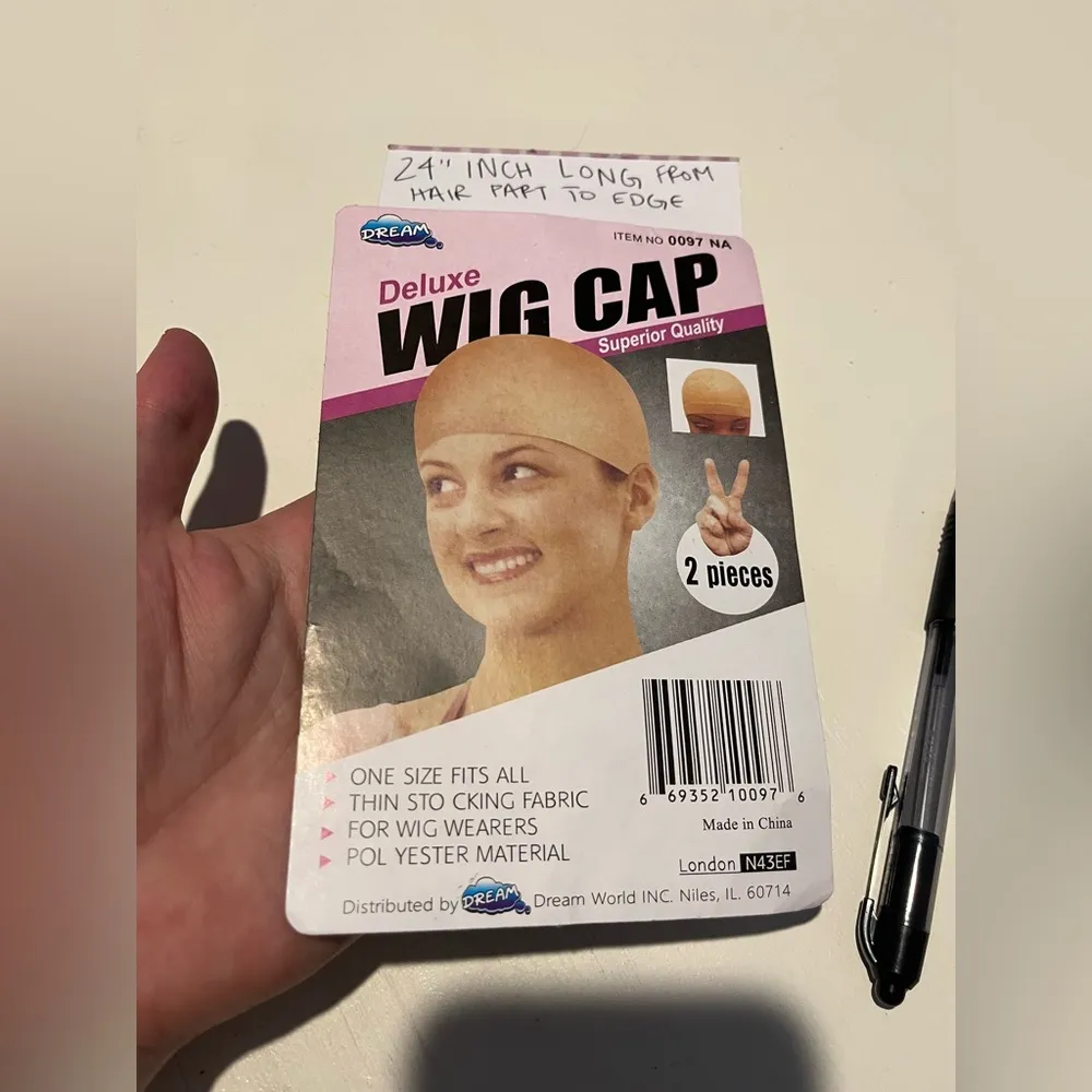 AISI NWT 24” Hair Long Wavy Ombré Heat Resistant Synthetic Fiber Wig w/ Wig Cap Brown - Image 14