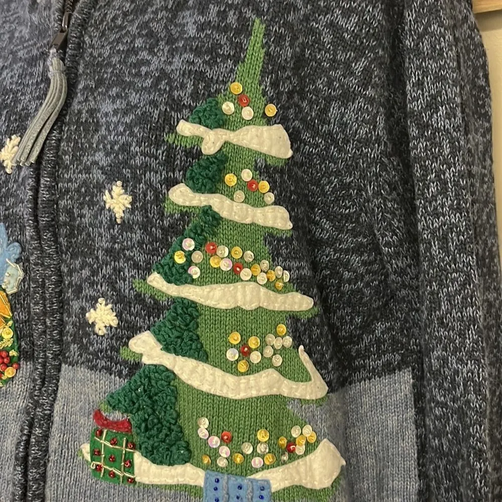 TIARA International 2003 Vintage Heather Blue Christmas Sweater Cardigan - Image 13