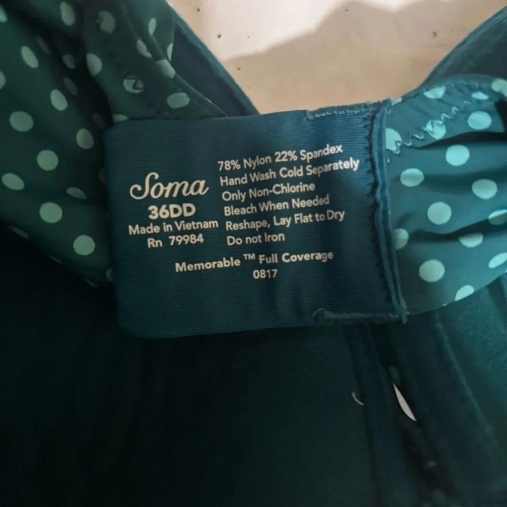 Soma Bra Womens 36DD Multicoolor Polka Dot Memorable Full Coverage 0817 Intimate - Image 3