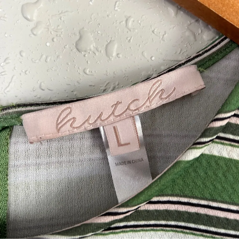 Hutch Green Striped Sleeveless Mini Dress Size Large Casual - Image 2