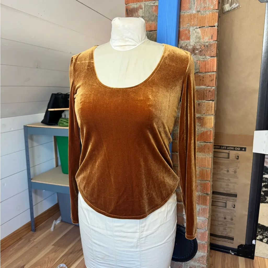 Vintage Boston Proper Velvet Gold Top - Image 2