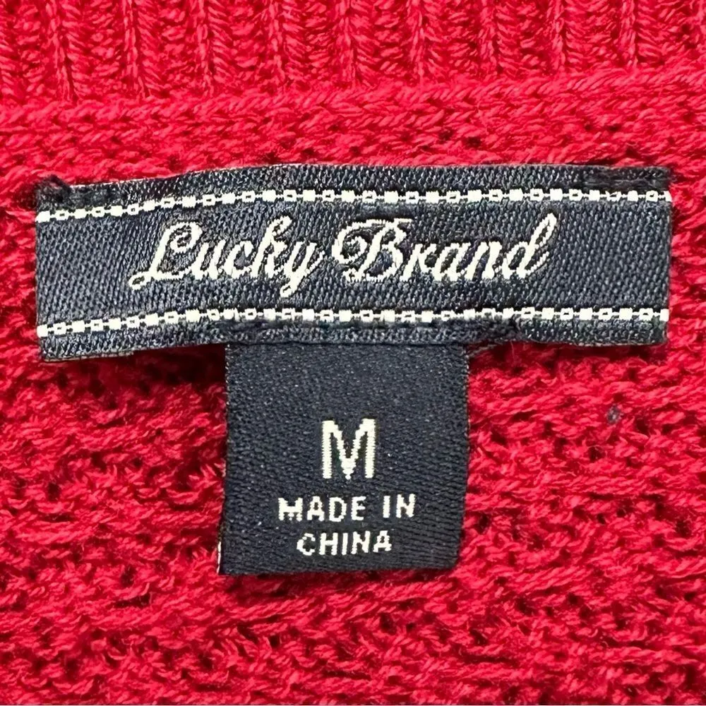 Lucky Brand Red Lace Trim Knit Sweater - Image 11