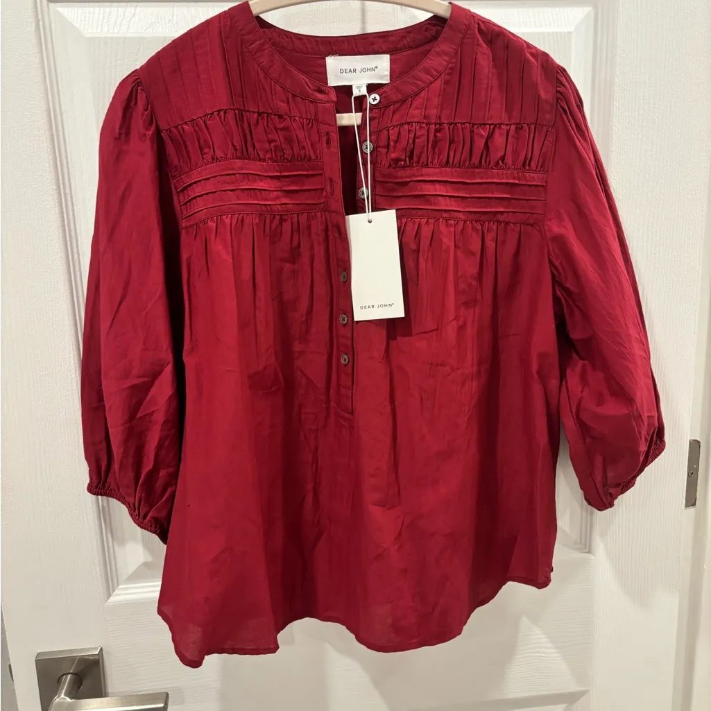 Dear John Lilian Tibetan Red blouse size Small NWT - Image 4