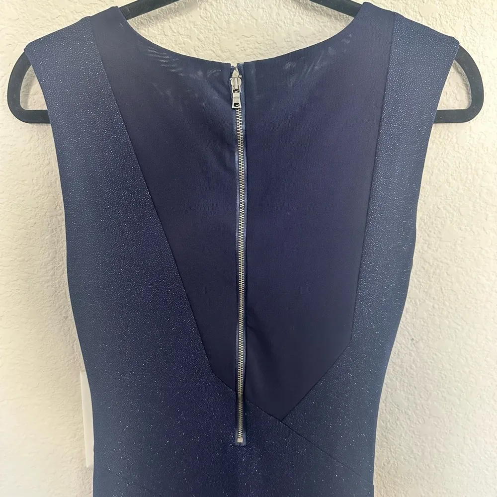 Alice + Olivia Annabelle Navy Blue Sparkly Glitter Bodycon Ruched Dress Size 6 - Image 6