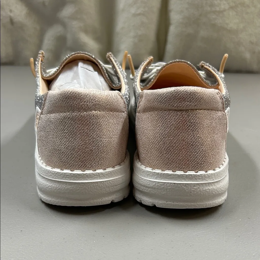 Hey Dude Wendy Metallic Sparkle Shoe Loafer Rose Gold Womens Size 7 NWT in Box - Image 6