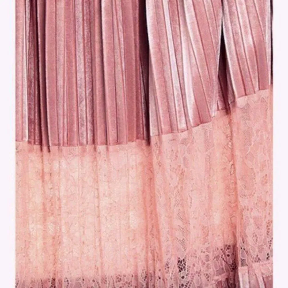 Blumarine Velvet and Lace blush pink maxi skirt size 6 - Image 4