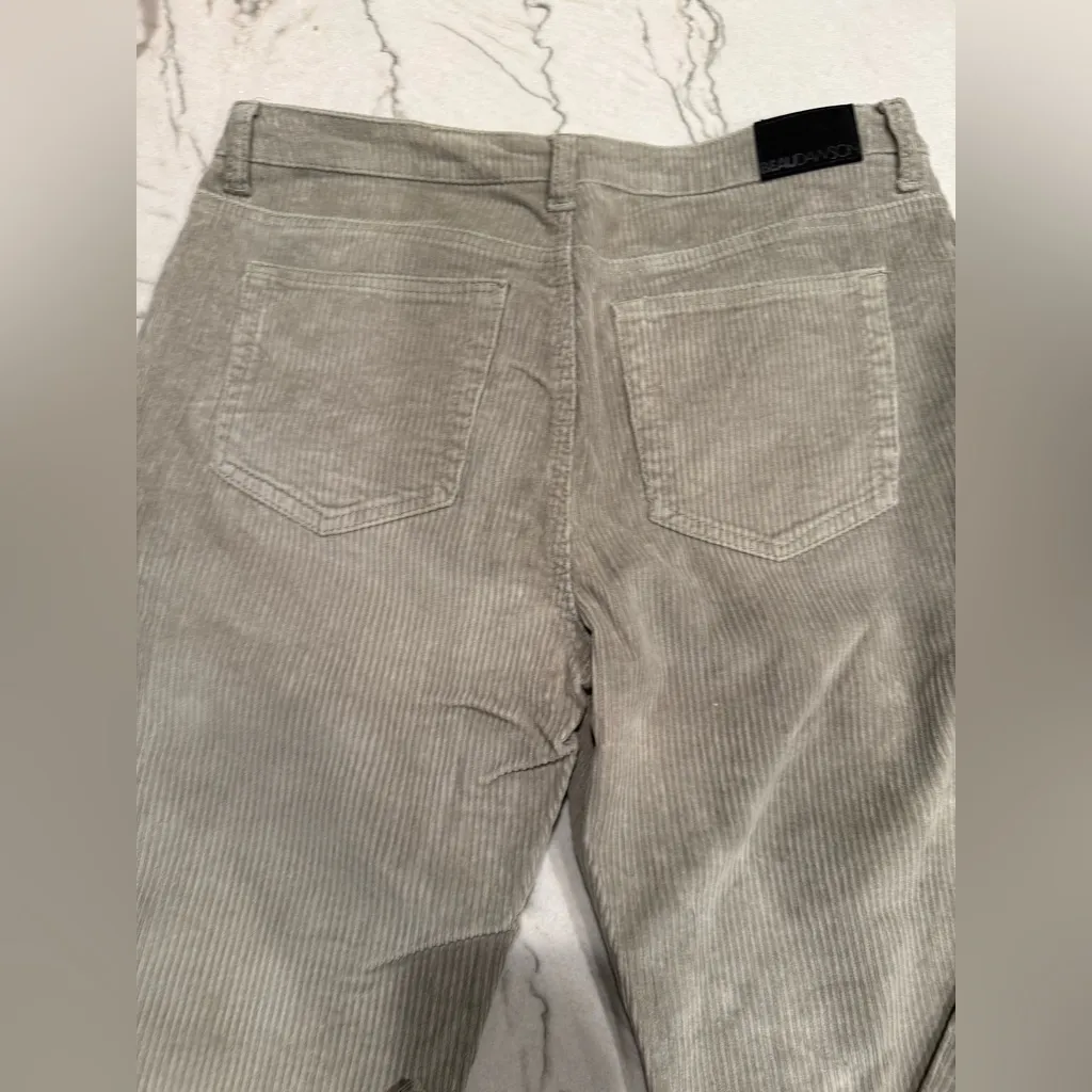 Beau Dawson Wide Wale Corduroy Wide Leg Pants Size 12 Taupe Neutral Stretch Tan - Image 10