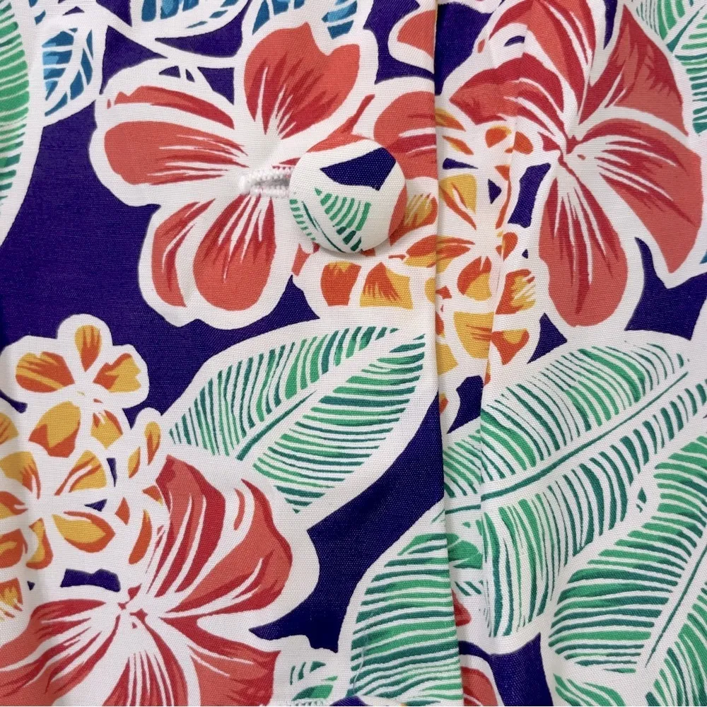 Talbots floral midi dress, button up and zipper back. Side tie wrap bottom sz 10 - Image 10