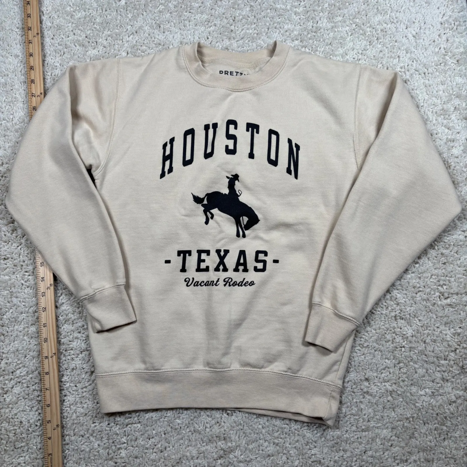 PRETTY VACANT Houston Texas Vacant Rodeo Graphic Sweatshirt Tan - Image 2