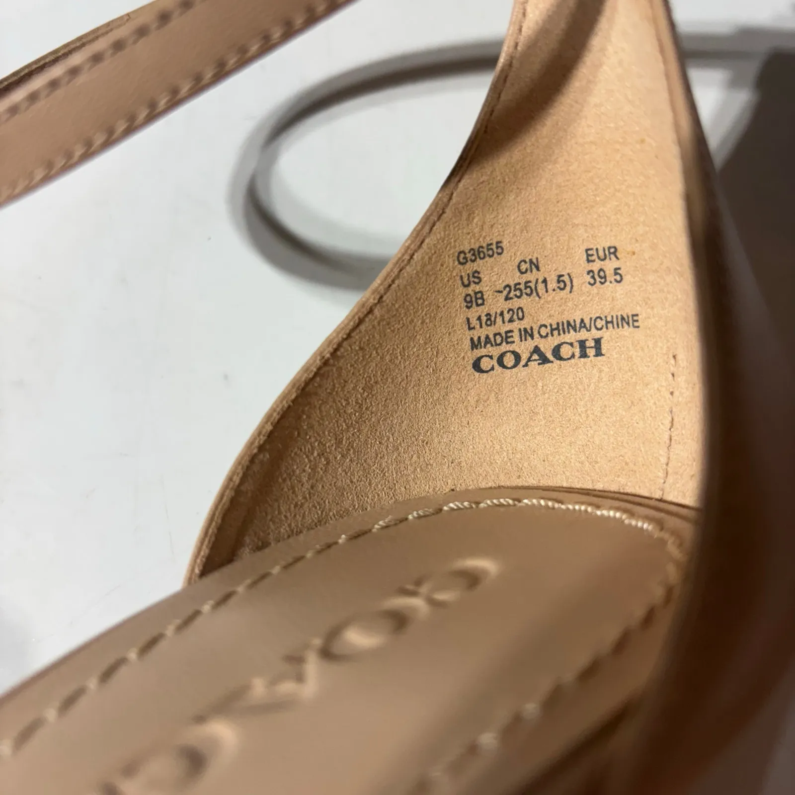 Coach Odetta Nude Leather Wedge Sandal Ankle Wrap 9 - Image 11