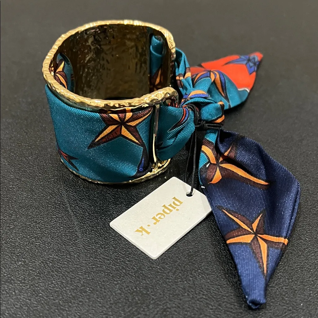 Piper K | Celestial Motif Cuff/Scarf Bracelet Blue - Image 7