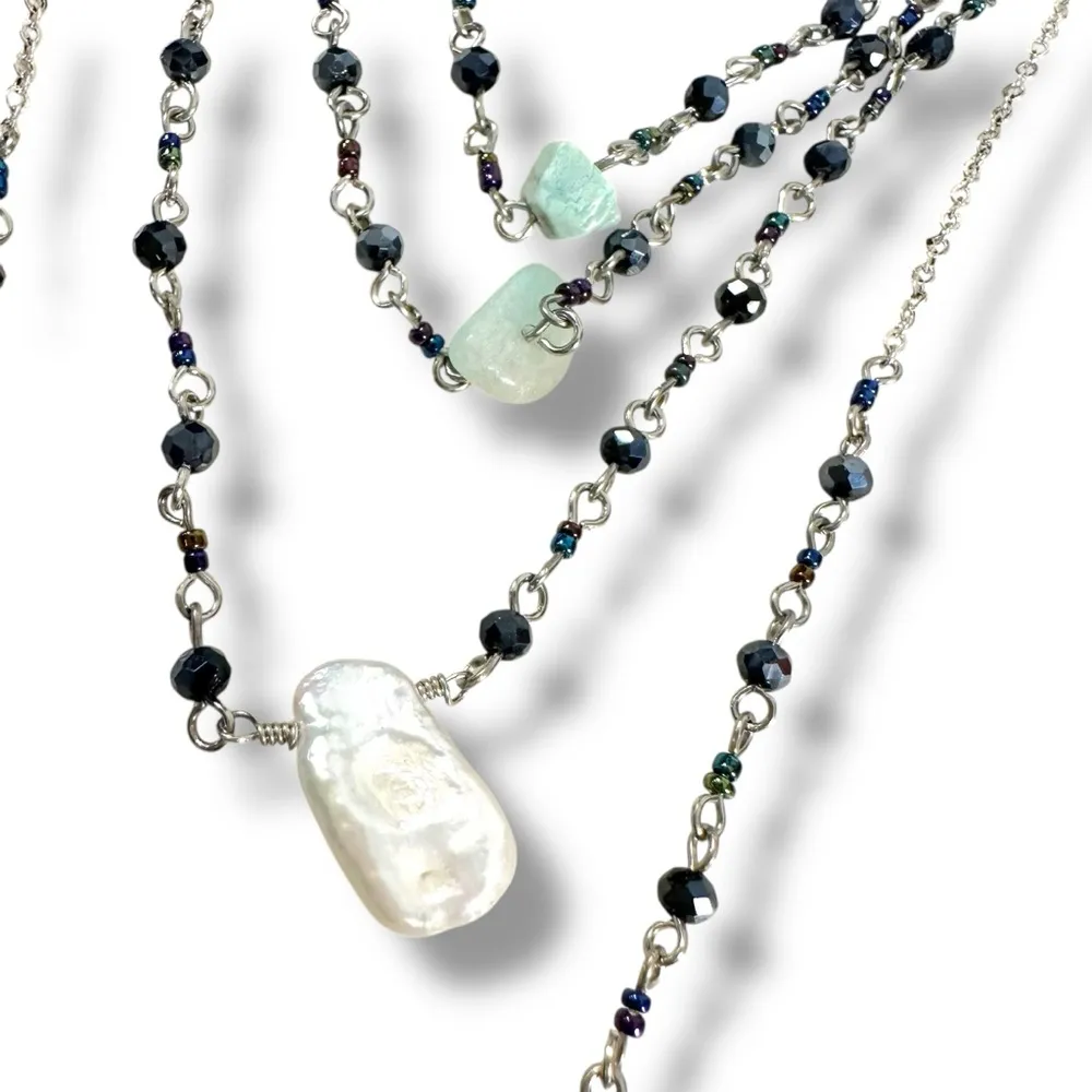 Free People Ariana Ost Wray Necklace NWT Crystal Layered Heart Bohemian Beaded - Image 9