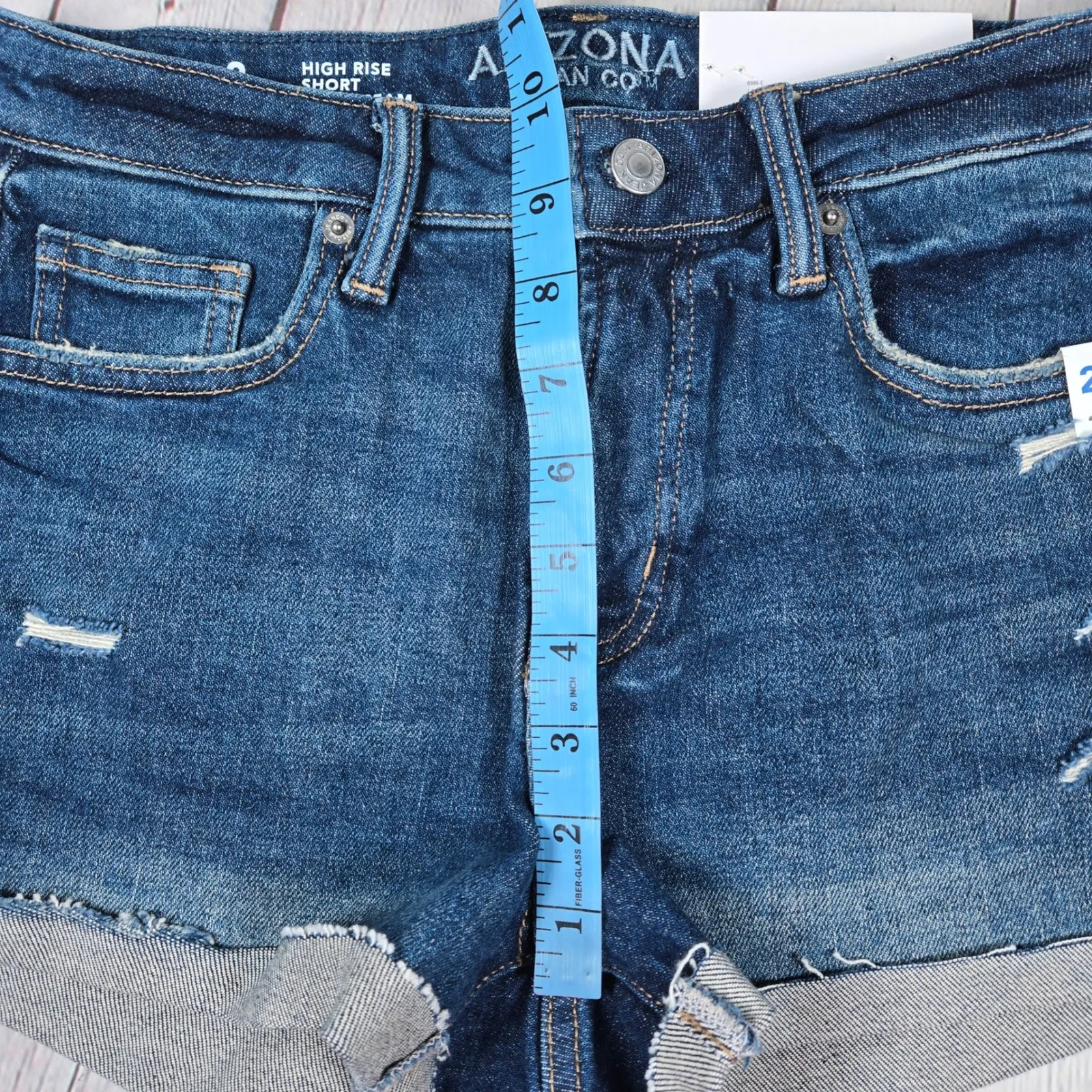 Arizona Jean Co High Rise Denim Shorts Womens Size 2 2.5 Inch Inseam Cuffed - Image 8