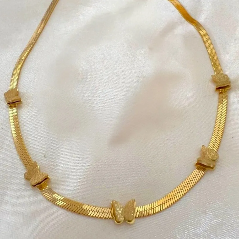 18K Gold Plated Herringbone Butterfly Necklace Stainless Steel womens jewelry - Image 12