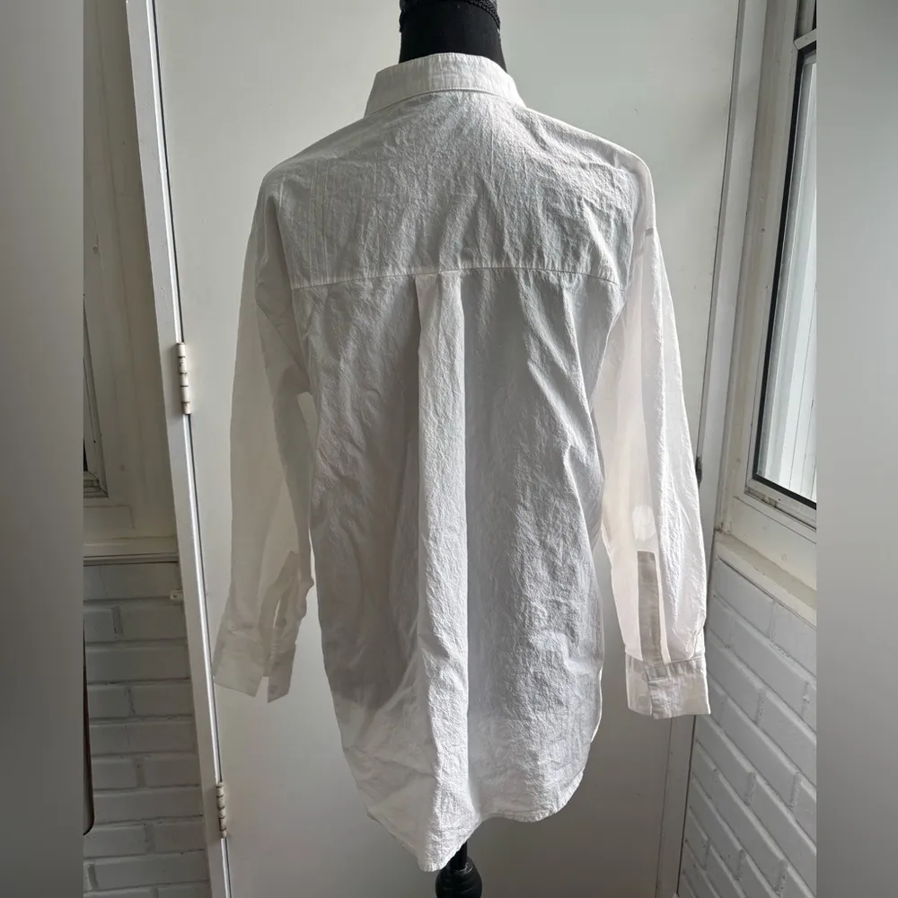 Eileen Fisher Organic Cotton Ripple Band Collar Shirt‎ medium minimalist layered - Image 6