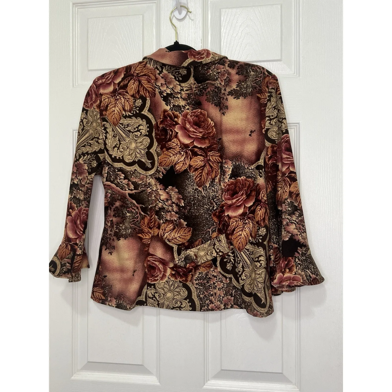 Vintage Jessica Howsrd Floral Button Down ruffle Sleeve Jacket/blazer EUC Size 8 - Image 5