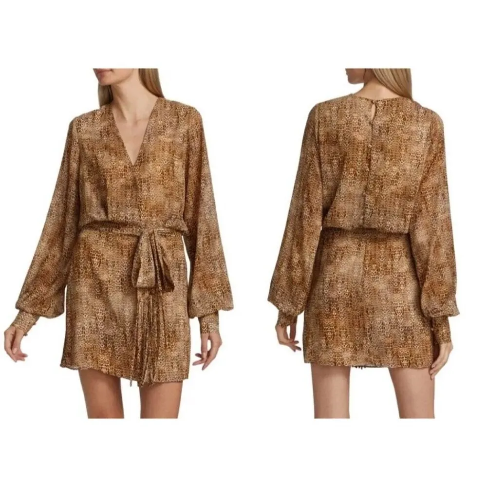 Alexis Dula Dress in Animal Print XSmall New Womens Faux Wrap Mini - Image 12