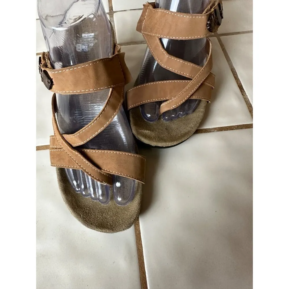 Nicole Women's Albany Brown Strappy Thong Slip On Wedge Sandals Size 7W Sku 25 - Image 9