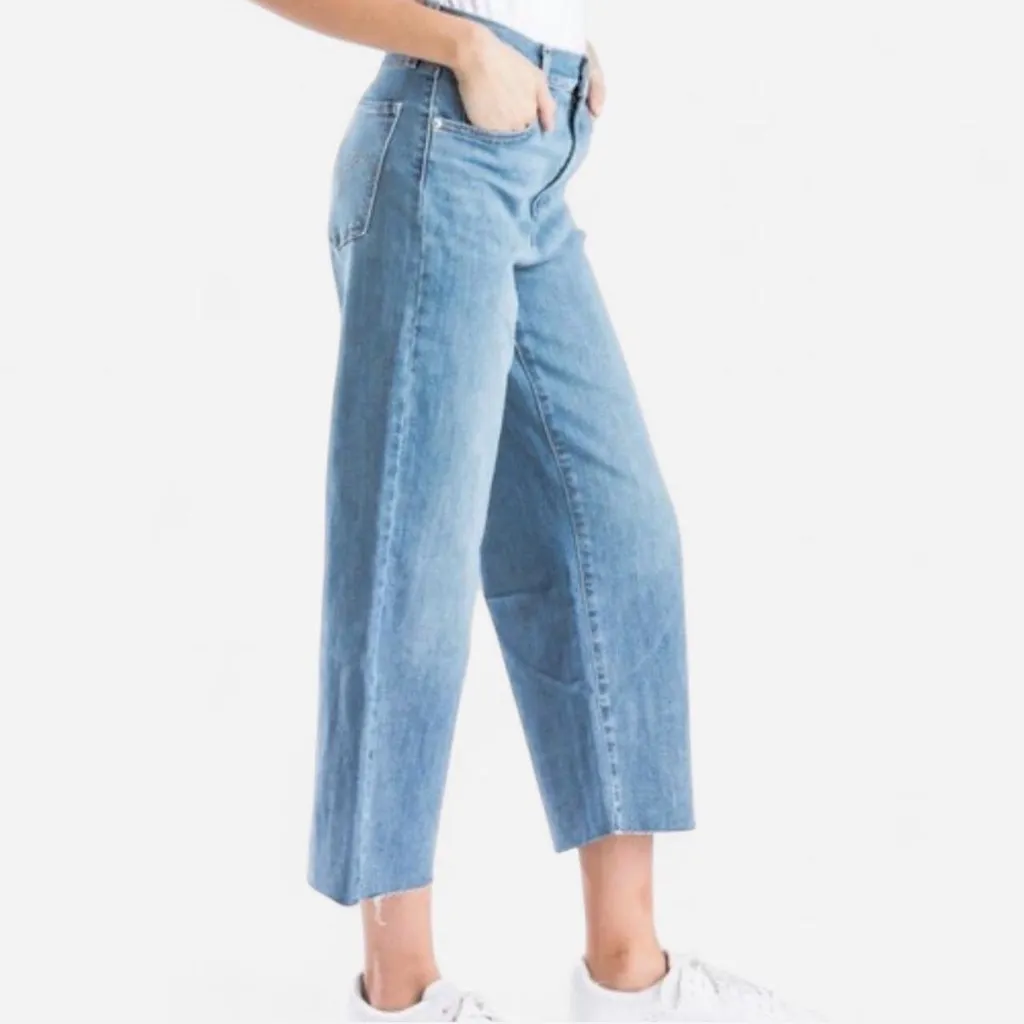 Levi's Womens Mile High Wide Leg Jeans Raw Hem Medium Wash 28 - Image 8