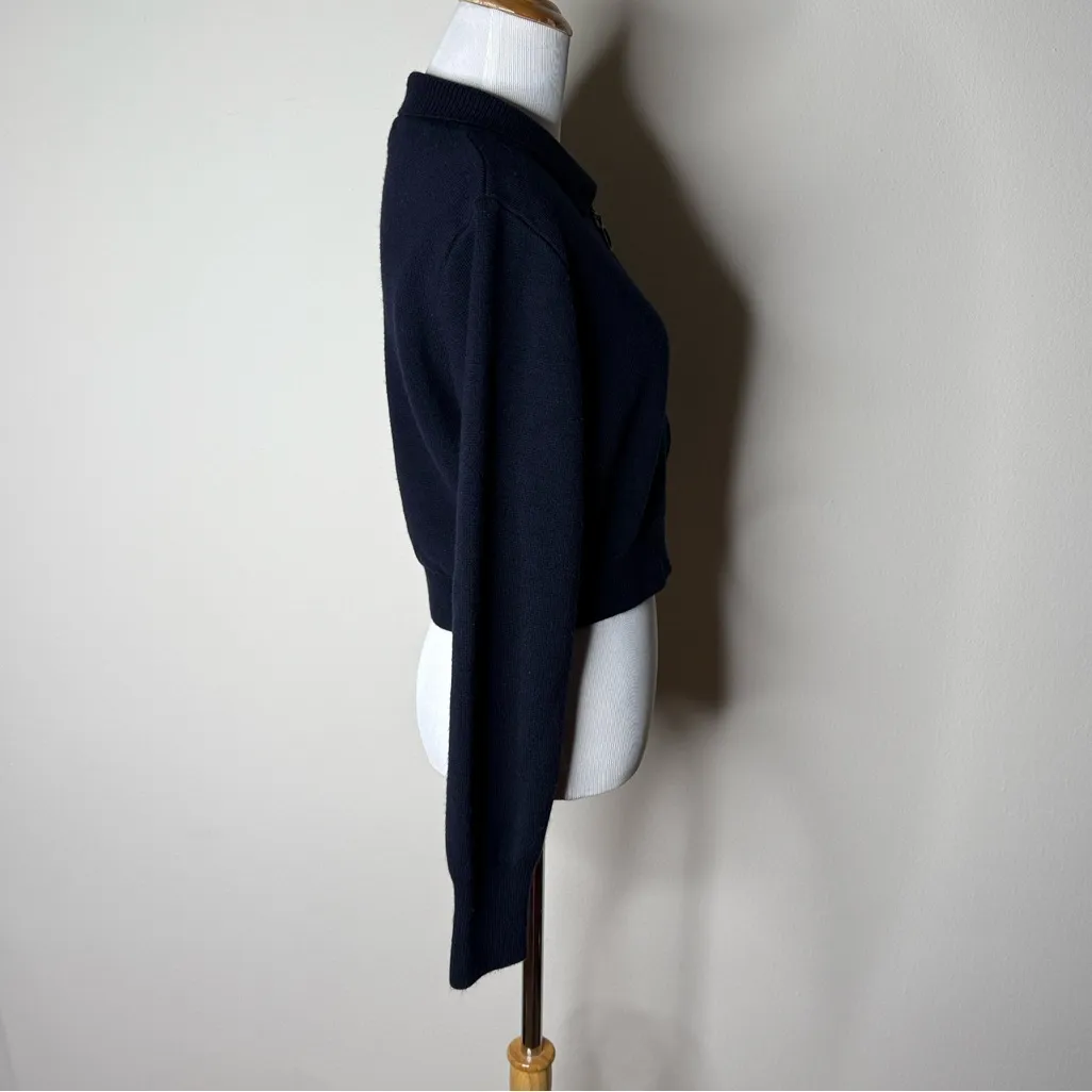 Topshop Black Cropped Zip Up Cardigan - Image 3