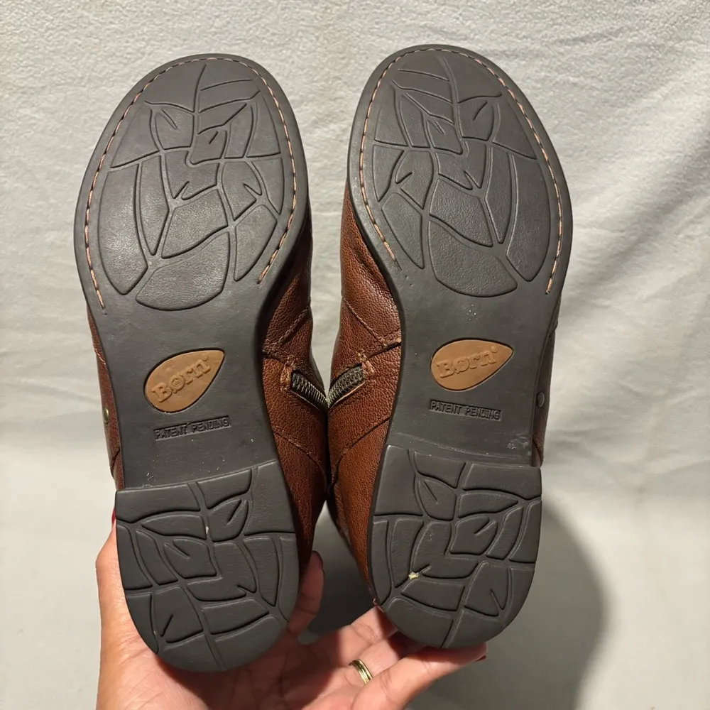 Born Amila Tall Studded Brown Leather Zip Boots Size 8M - Image 6