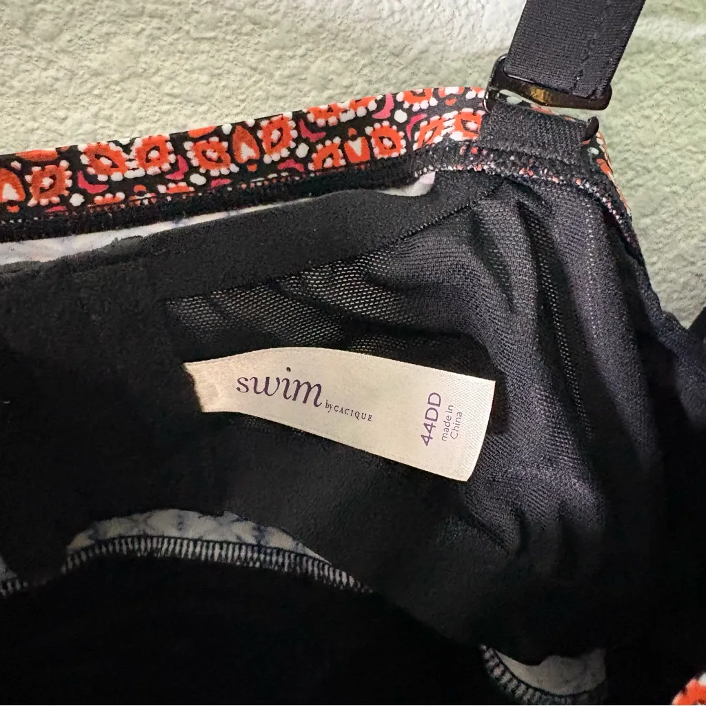 Cacique Swim | Cacique Swim Black Tankini Swim Top Womens Size 44DD - Image 2