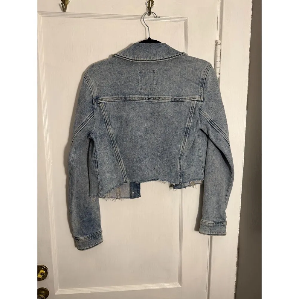 Hollister Cut Off Cropped Light Wash Denim Jacket - Image 3