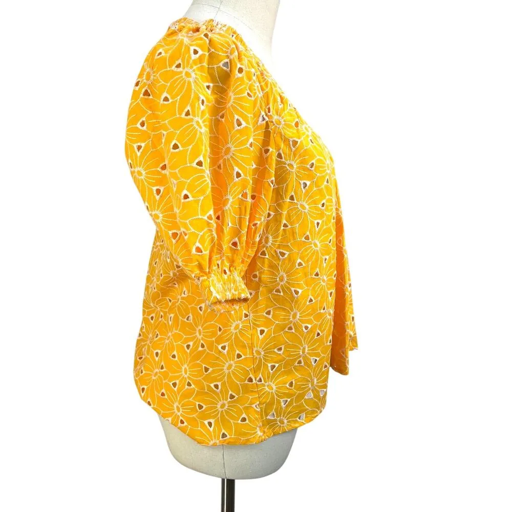 Never A Wallflower Marakesh Floral Eyelet Top Orange Size XS - Image 4