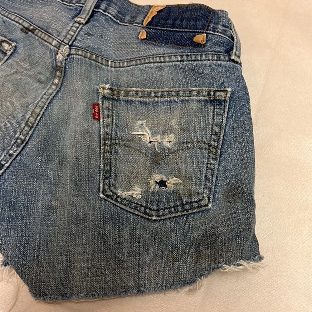 Levi's 505 Distressed Denim Cutoff Jean Shorts Size 5 - Image 7