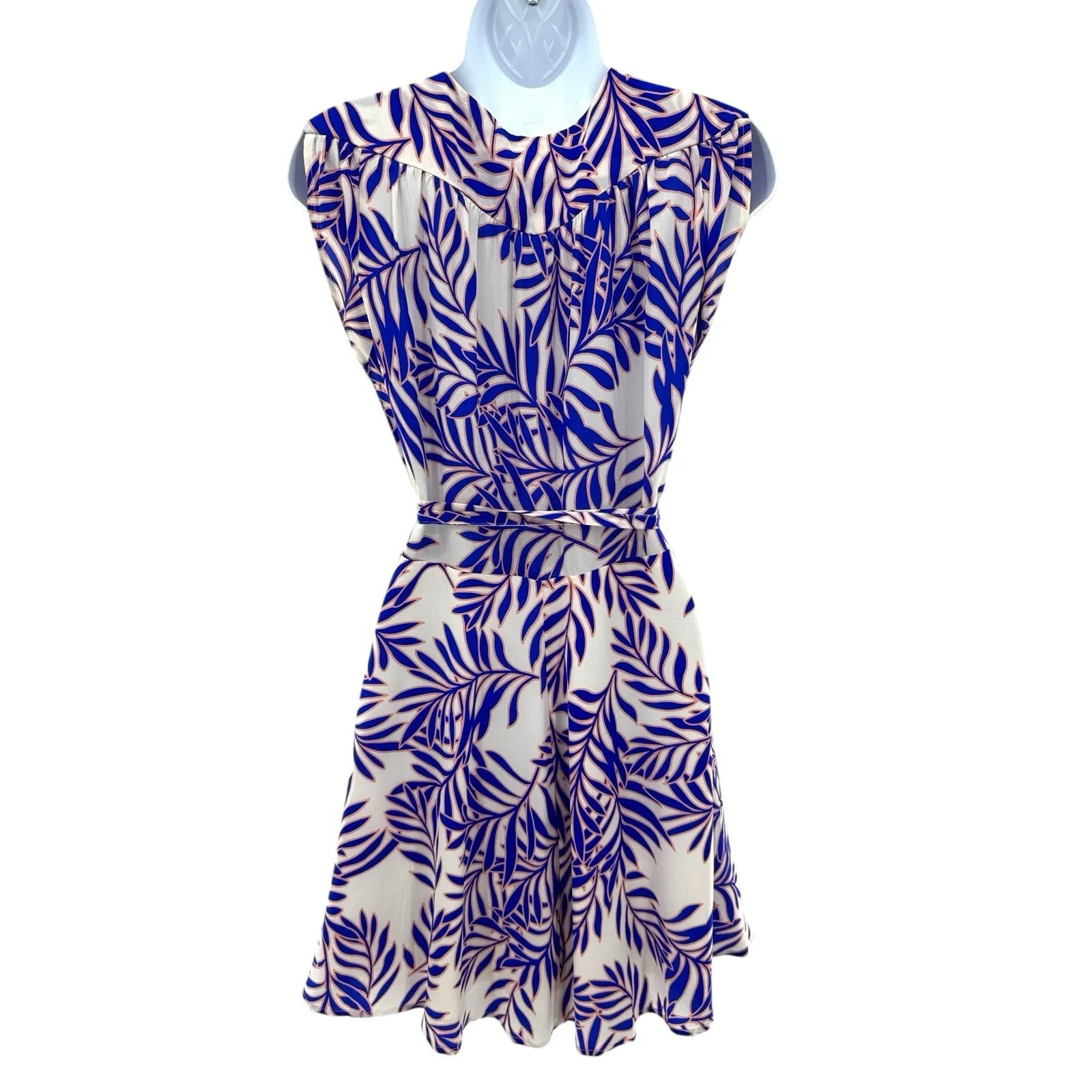 Yumi Kim Silk Wrap Dress S Vacation Palm Print Sleeveless Tie Resort Cruise Mini - Image 4