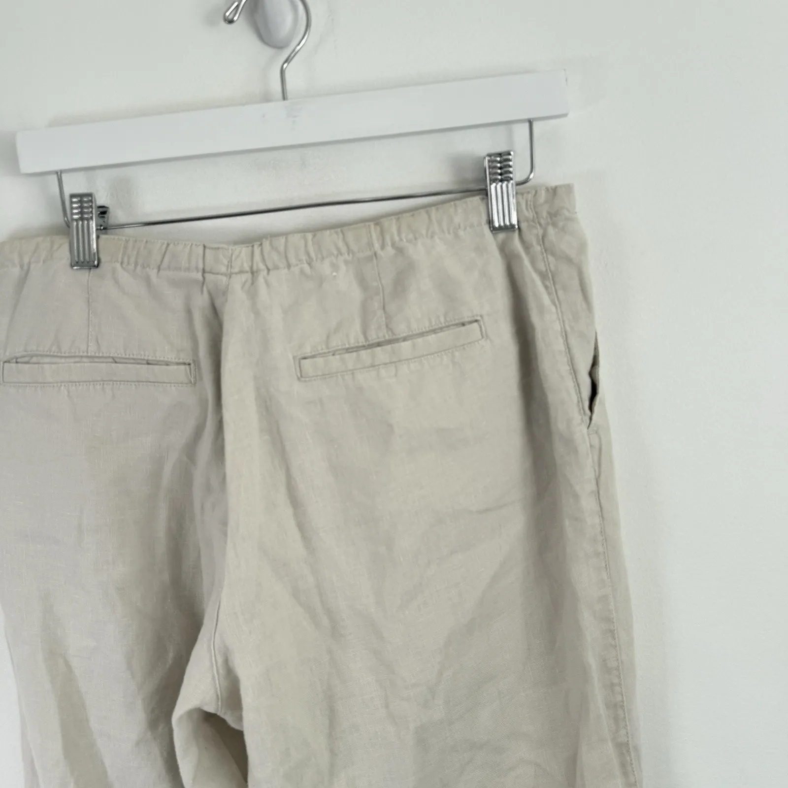 Old Navy Vintage Y2K 100% Linen Pants Beige Coastal Lagenlook Womens 8 - Image 4