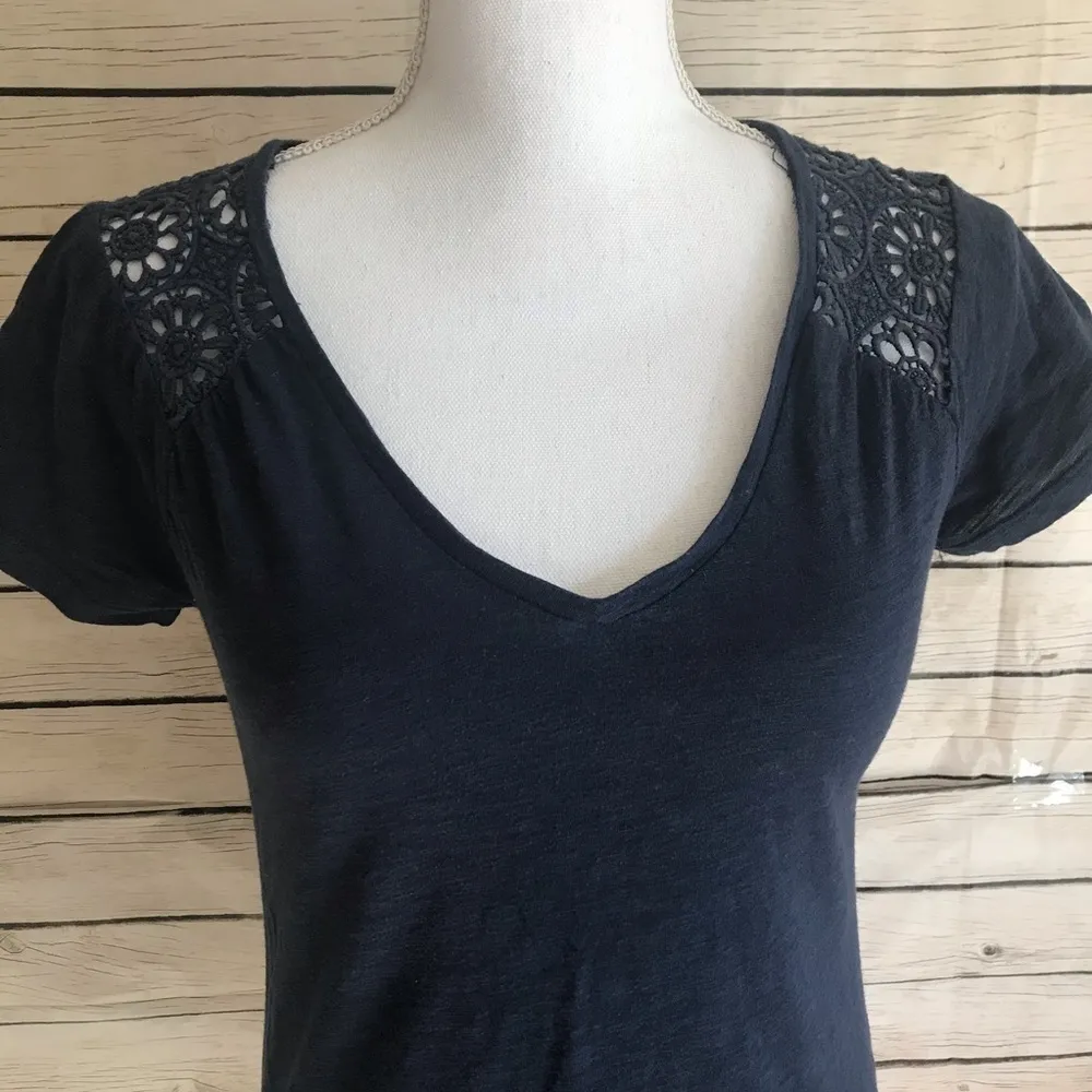 Lucky Brand Knitwear Navy Blue Crocheted Top - Image 2