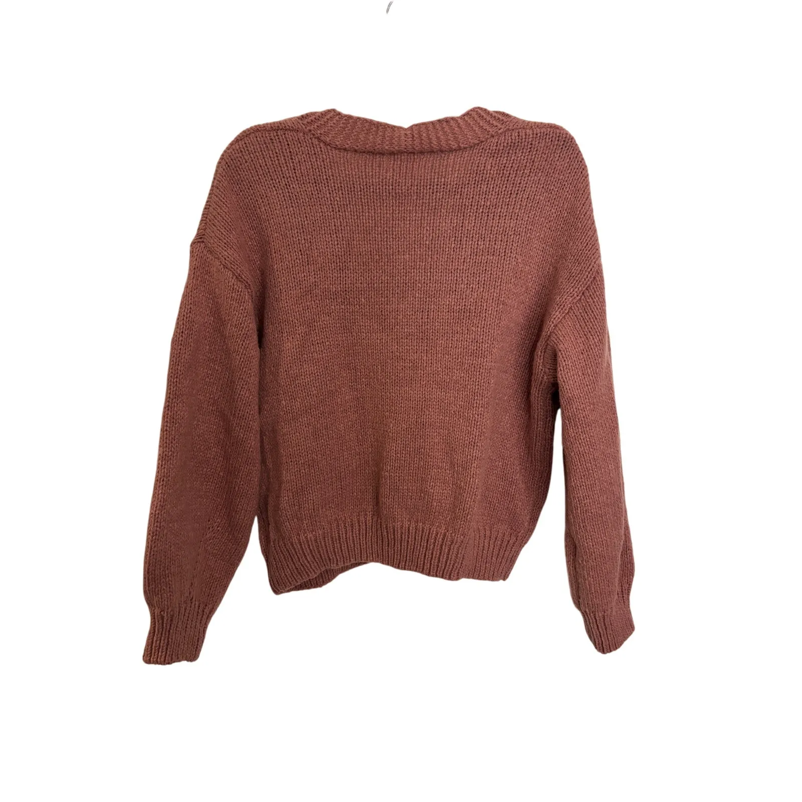 Luna Ivy Cardigan Womens XS Floral Sweater Pink Kit Appliqué Balloon Sleeve - Image 2