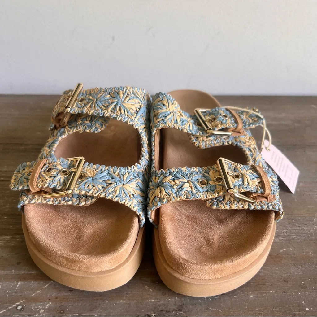 Mila Paoli Woven 2 Strap Women's Buckle Sandal Size 9 #B1970 Blue - Image 3