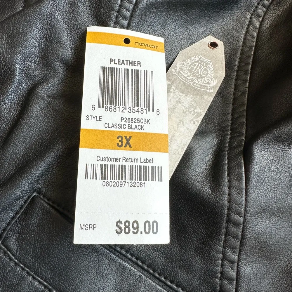 American Rag Women’s Plus Size 3X Black Faux Leather Zip Up Moto Jacket Classic - Image 14