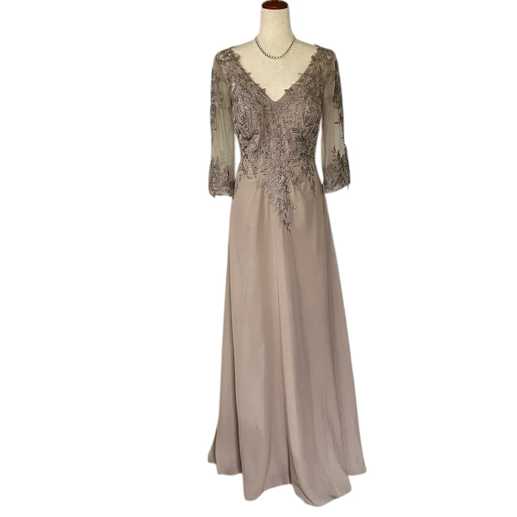 Chiffon Mother of the Bride Lace Applique Dress - Image 15