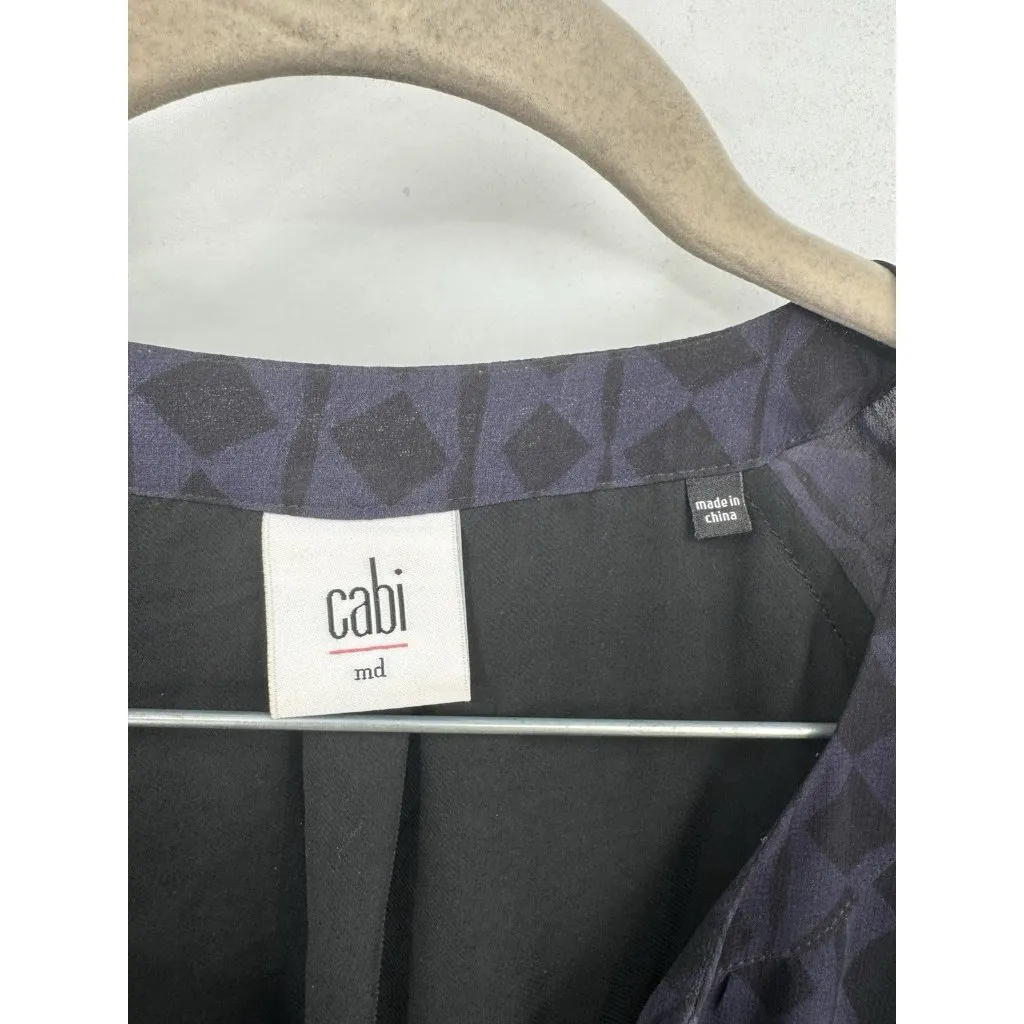 Cabi Harlequin Tunic Shift‎ Dress Purple Black Diamond Size Medium Preppy Casual - Image 4