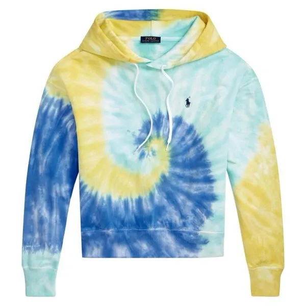 Ralph Lauren Spiral Tie Dye Terry Hoodie Cream Yellow Blue Size XS NWT - Image 10