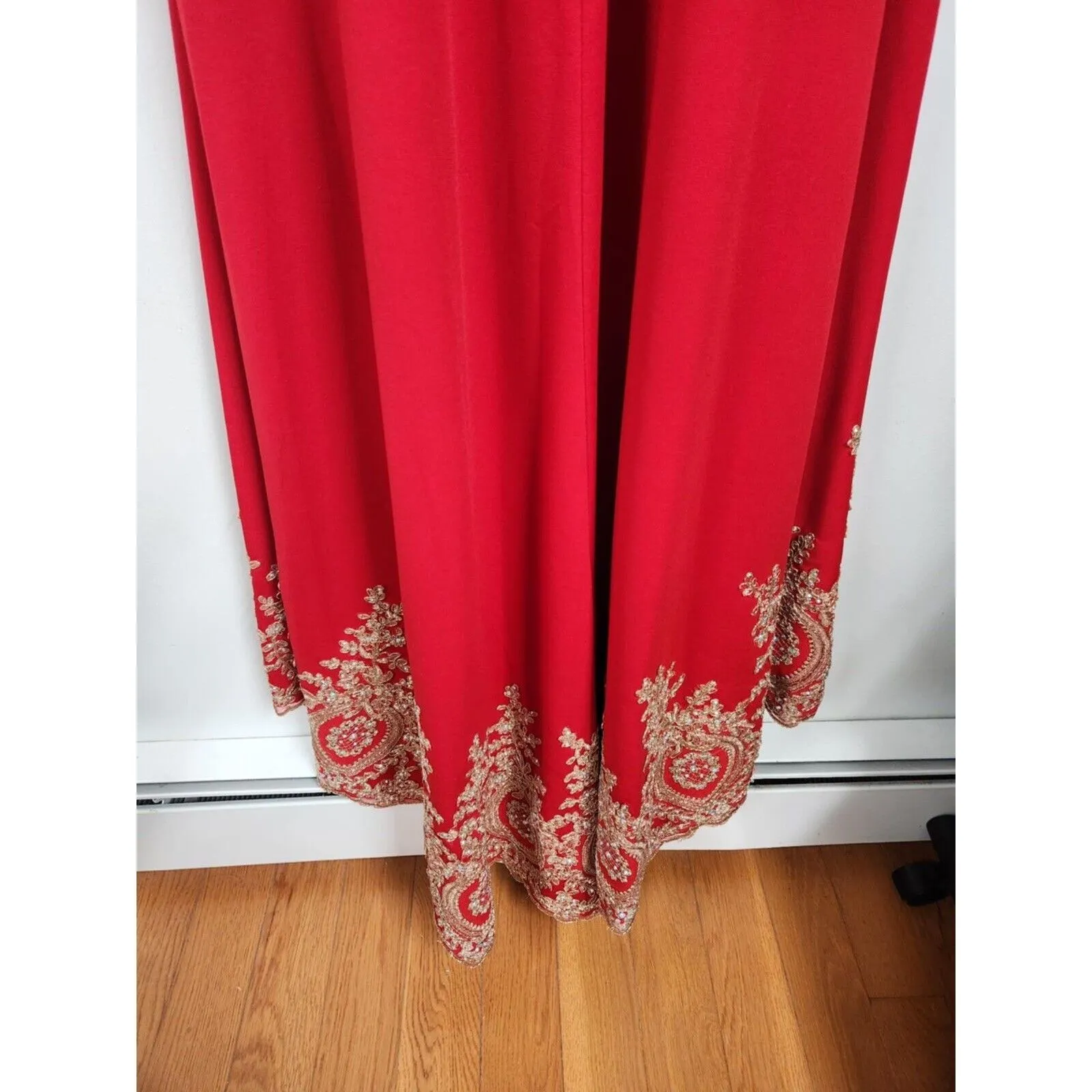 Abby Paris Tulle w/Embroidery Formal Gown Dress Size 2 Red - Image 7