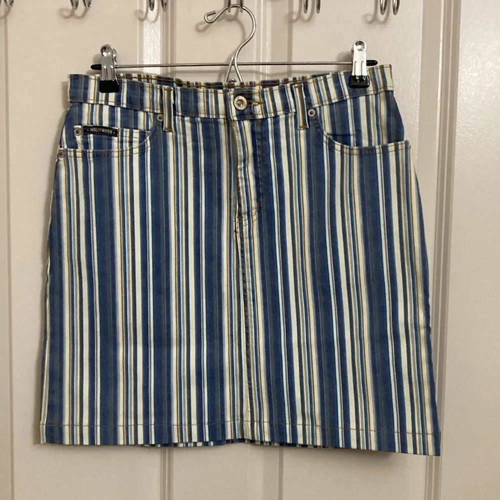 Hollywood Jeans Striped Jean Skirt Size 10 - Image 3