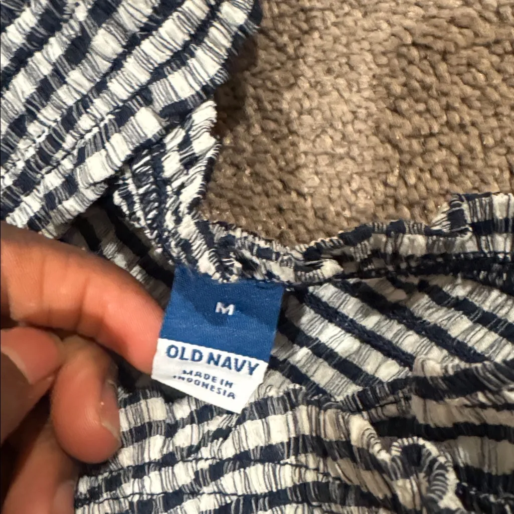 Old Navy  White/Navy Gingham Dress SIZE M - Image 3